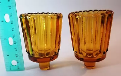 NOS Vintage Amber Glass Peg Votive Cup Sconce Candle Holder Lenox Sets Of 2 • $14.99