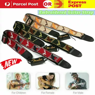 $14.86 • Buy Embroidered Guitar Strap Fender Straps Electric Acoustic Guitar Bass Ukulele AU