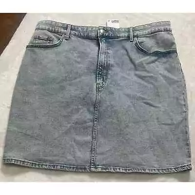 H&M Divided Women’s Blue Denim MOM Skirt High Waist Pockets Zipper Size 18 NWT • $14