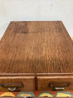 Antique 2 Drawer Oak Library Card Catalog Solid Construction Great Condition • $150