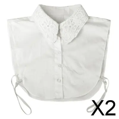 2x Chic Embroidery Lace Fake Collar Necklace Detachable Half Shirt Blouse White • £14.50