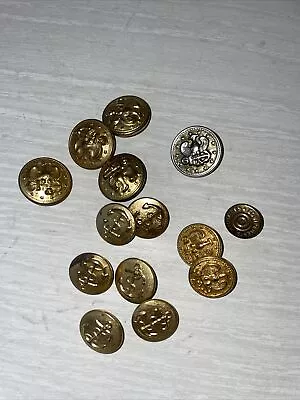 Vintage Military Navy Buttons Metal Brass Eagle Anchor • $12