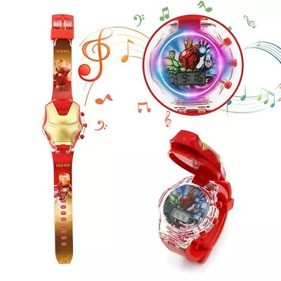 Iron Man Kids Childrens Flashing Light Up 3D Glow Digital Musical Gift Watch • £11.99