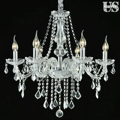 Modern Elegant Crystal Glass Chandelier Pendant Ceiling Lighting Fixture 6 Light • $63.80