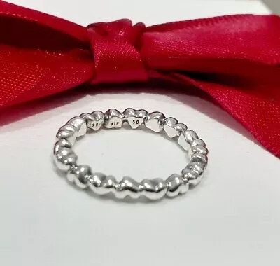 $33 • Buy New Genuine Pandora Chain Of Hearts Stackable Ring #190837-50