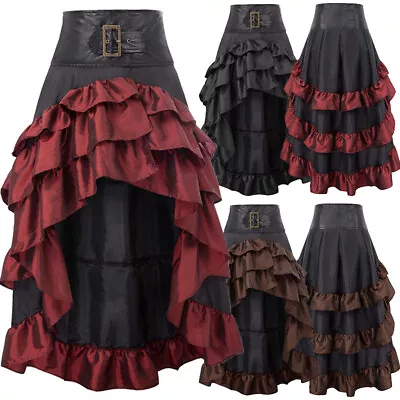 Women Vintage Steampunk Renaissance Party Dress Victorian Gothic Corset Skirt • £17.99