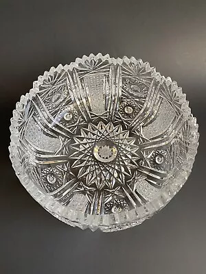 Queen Lace Bohemian Cut Lead Crystal Round Bowl/Vase 7”D • $99.99