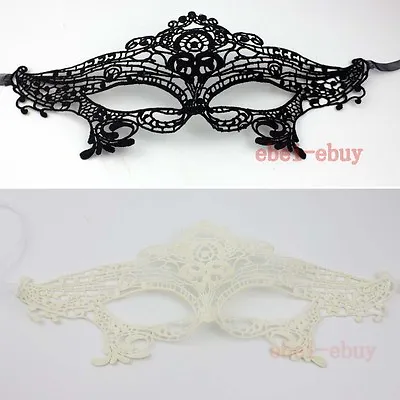 Black & White Stunning Venetian Masquerade Eye Mask Party Lace Fancy Dress • £2.49