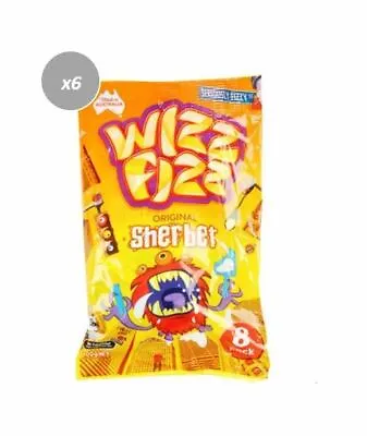 900842 6 X 12G PACKET WIZZ FIZZ ORIGINAL SHERBET SERIOUSLY FIZZY LOLLY CANDY • $4.50