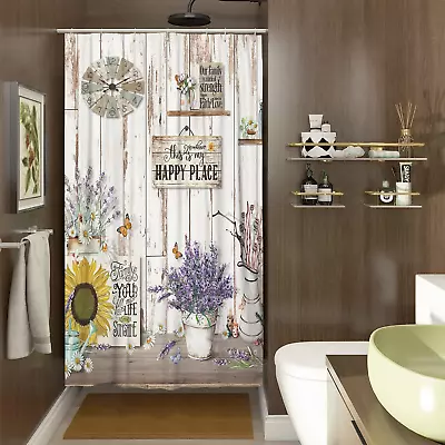 Farmhouse Country Small Shower Stall Curtain Size 36  X 72  Rustic Vintage Wood • $22.48