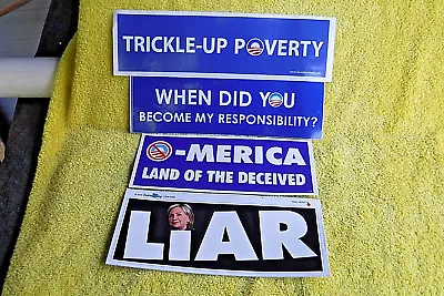 4 Pk Large Anti Barack Obama/hillary Clinton Political Bumper Stickers! Vintage • $18.79