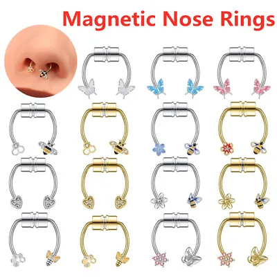 16G Magnetic Clip On Nose Ring Stainless Steel Non Piercing Septum Rings Jewelry • $4.99