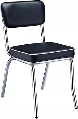 Retro Open Back Side Chairs Black And Chrome (Set Of 2) • $215.99