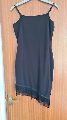 £2.50 • Buy Asos Black Asymmetric Fringe Bodycon Dress Size 10