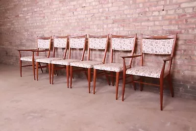 Paul McCobb For Directional Sculpted Walnut Dining Chairs Set Of Six • $3200