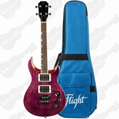 $499 • Buy Flight Vanguard Ukulele Solid Body Transparent Purple Electric Uke *new*