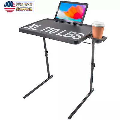 TV Table Tray Folding XL Portable Sturdy Rotating Cup Holder Tablet Book Stand • $35.95