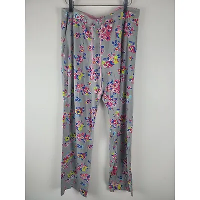 Vera Bradley Pajama Pants XL Womens Grey Floral Pockets Straight Leg Sleepwear • $12.71