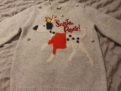 Baby Girls Santa Paws Jumper Age 18 To 24 Months • £1.30