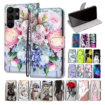 Magnetic Patterned Flip Leather Wallet Case Fr Samsung S23 Ultra S22 S21 A13 A53 • $10.79