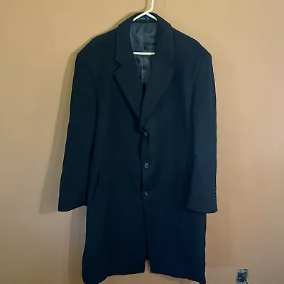 Stafford Perform Men’s Black Wool Trench Coat Pre-Owned Size 48R • $33.99