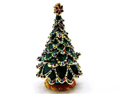 Bejeweled Christmas Tree Trinket Box By Ciel Hand Set Swarovski Crystal & Enamel • $49.99