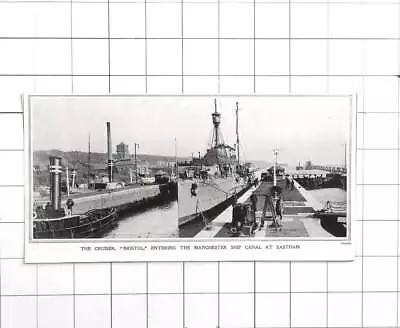 1913 The Cruiser  Bristol  Entering Manchester Ship Canal At Eastham • £7