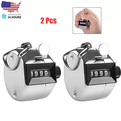 2 PCS 4 Digit Number Dual Clicker Golf Hand Tally Counter Metal Handy Convenient • $7.98