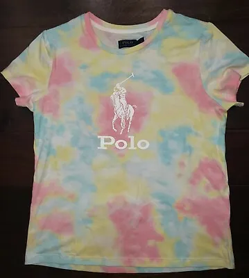 NWOT Polo Ralph Lauren Women's Multicolor Tie Dye Big Pony White Tee  • $22.99