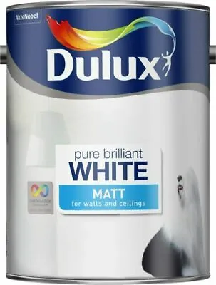 Dulux Matt Emulsion Paint Pure Brilliant White 5 LITRE Walls Ceilings Interior • £22.99