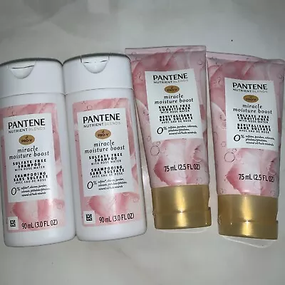 4 Pantene Miracle Moisture Boost Shampoo  Conditioner Rose Water 2.5 Oz • $10.85