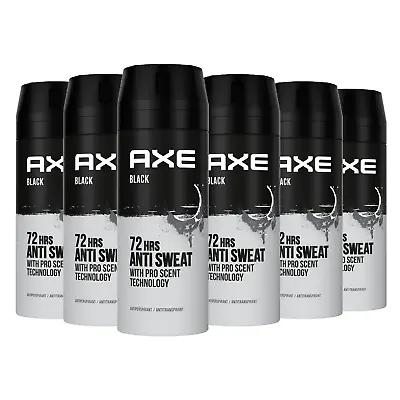 £14.46 • Buy 6 X Axe Black 72 Hour Anti Sweat Deodorant For Men For Men 150ml Each