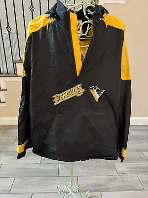 VINTAGE 1990’s PITTSBURGH PENQUINS NHL STARTER JACKET SIZE XL EXCELLENT!! • $22