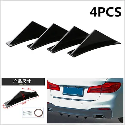 Universal Black 4Pcs Car Rear Bumper Lip Diffuser Shark Fin Curved Type Spoiler • $17.99