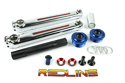 Redline Flight BMX Crank Set Chrome-Moly 175mm & Dark Blue Euro Bottom Bracket • $299