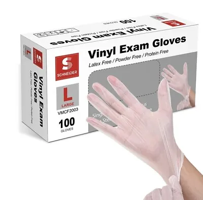 Schneider Clear Vinyl Exam Gloves Latex-Free Powder-Free Disposable Gloves F • $11.99