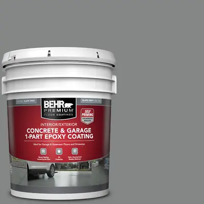 Concrete Garage Floor Paint 5 Gal. Slate Gray Self-Priming 1-Part Epoxy Satin • $260.74