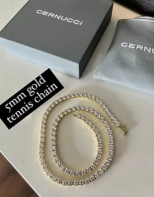 Cernucci Iced 5mm Gold Tennis Chain 20 Inch • £43