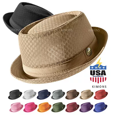 Light Weight Mesh Fedora Hat Porkpie Summer Classic Trilby Cuban Beach Sun Cap • $15.99