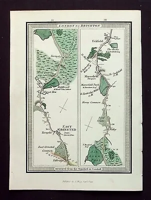 SUSSEX EAST GRINSTED MARESFIELD UCKFIELD Original Antique Map MOGG 1817 • £35