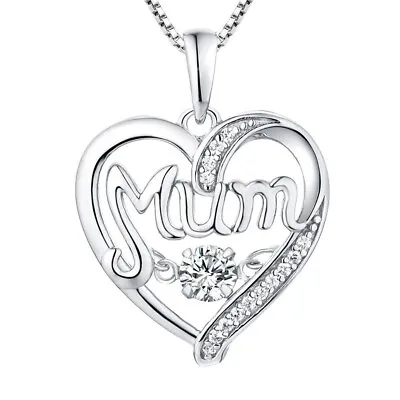 YL Mum Necklace 925 Sterling Silver | Heart Pendant Birthstone Mothers Xmas Gift • £24.99