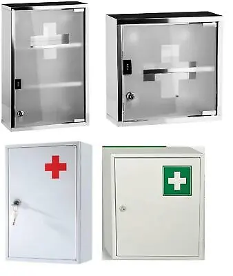 Wall Mount First Aid Medical Medicine Metal Steel Cabinet Box Lockable Case Box • £14.95