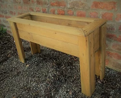 £40.99 • Buy Long Raised Wood Planter Trough Wooden Garden Grow Plant Bed Rectangular Box
