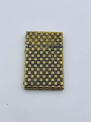 Tiffany & Co. Vintage Sterling Silver Gold Vermeil Basket Weave Thin Lighter • $450