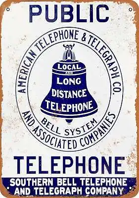 Metal Sign - Public Phone Southern Bell Telephone -- Vintage Look • $18.66