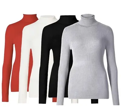 EX M&S Polo Ribbed Roll Neck Jumper  Ladies High Neck Knitted Top Turtle Body M1 • £14.99