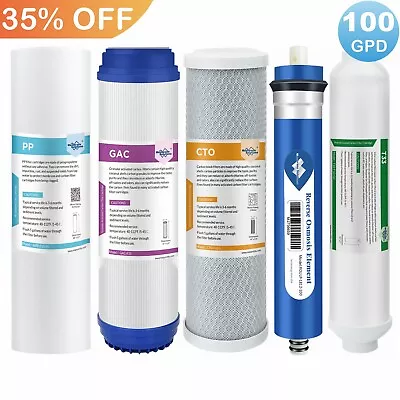 5 Stage Reverse Osmosis System Water Filter With 100GPD RO Membrane 5-Pack Set • $33.99