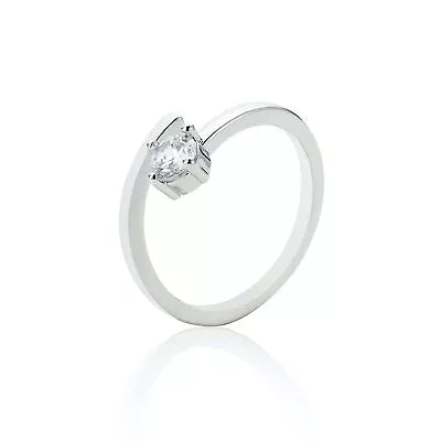 Ashlynn Avenue - Aurora 18K White-Gold Plated Weave Ring 0.42 Ctw - Size 7 • $14.99