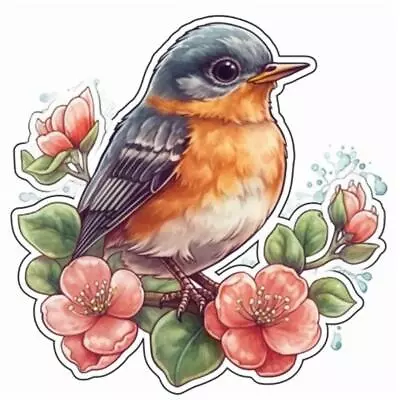 Michigan American Robin Bird Apple Blossom Flower  Vinyl Decal Sticker For Car  • $3.99