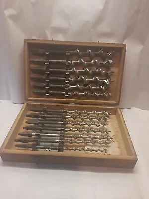 VTG. IRWIN Wood AUGER BIT SET W. Original Dovetailed Box 13pc VG Condition • $89.99